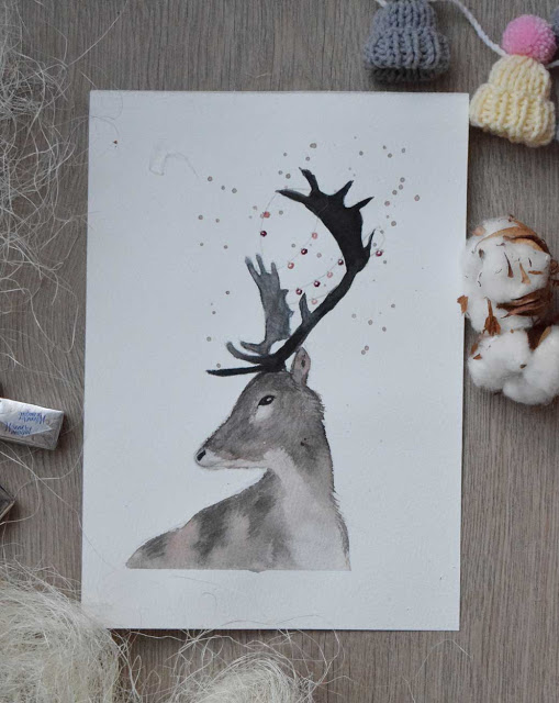 Акварельная зима. Олень - Калачева (2016)_0.jpg